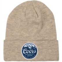 Coors Banquet Beer Mountain Logo Twist Knit Cuffed Beanie Beige - £19.57 GBP