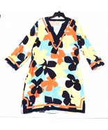 Crown &amp; Ivy Floral Dress Women&#39;s Size 14 Mod Print Rayon Colorful V Neck... - €20,42 EUR
