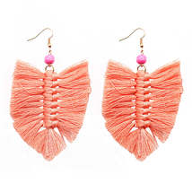 Pink Howlite Palm Leaf Drop Earrings - £11.18 GBP