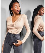 MSRP $80 Jeannie Mai X INC Womens Cowlneck Bodysuit Beige Size 2XL - $31.35
