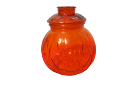 Glass Pumpkin Jar Candy Bowl With Lid 7&quot; Tall - £15.56 GBP