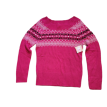 Womens OP Fairisle Boatneck Sweater Pink Ocean Pacific Pullover New With... - $19.79