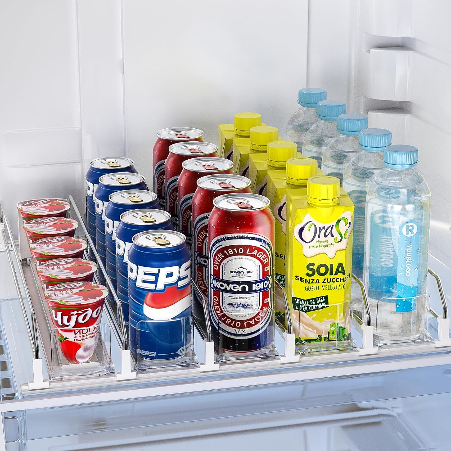 Soda Can Dispenser For Refrigerator,Self-Pushing Drink Organizer, 5 Row,... - $38.96