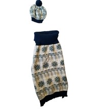 Dog Sweater Hat Set Pet Sizes Large Stretchy Snowflake Cowl Neck Blue Pu... - £11.68 GBP