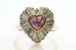 GIA 3.17ct Natural Fancy Intense Pink Purple Diamond Engagement Ring 18K Heart - £44,811.50 GBP
