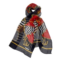 Echo Sheer Chiffon Scarf – Nautical Anchors &amp; Rope Chain Print - $20.70