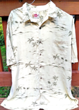 Hilo Hattie Mens Hawaii Shirt 2XL Silk Button Up Short Sleeve Taupe Flor... - £23.37 GBP