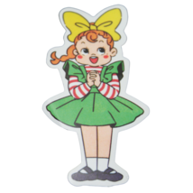 Girl Green Dress Yellow Bow Redhead Cute Chibi Kawaii Sticker - £1.76 GBP