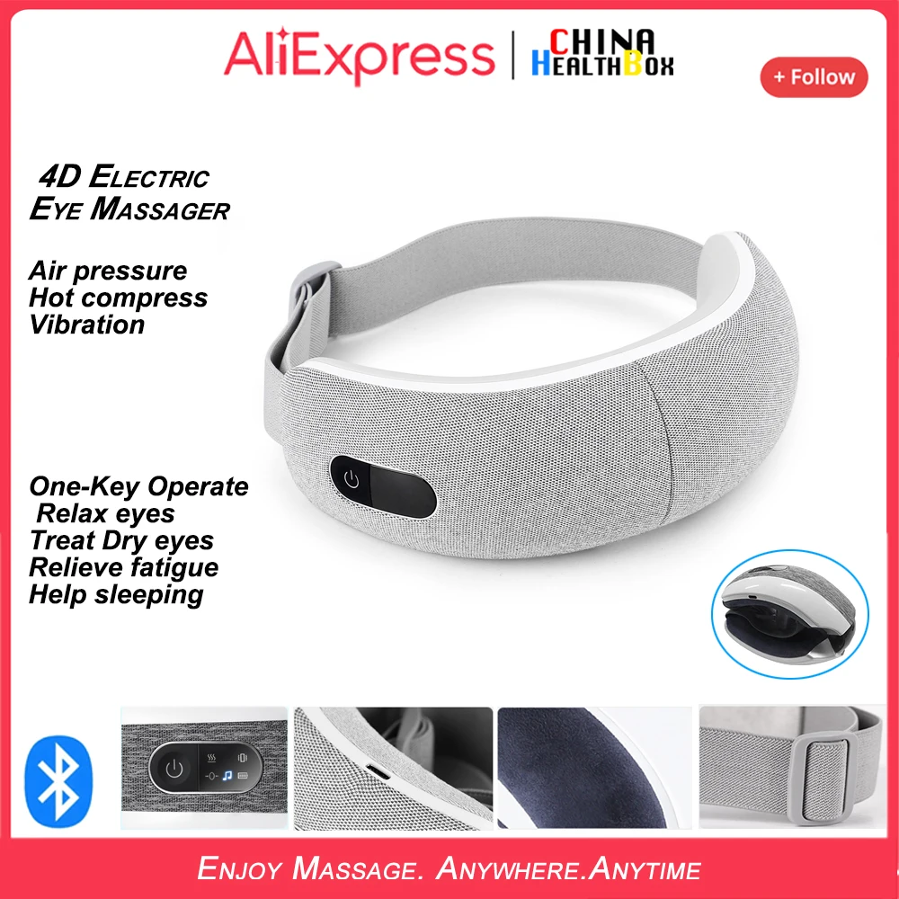 HealthBOX Eye Massager Air Pressure Foldable Multimode Massage Hot Compress - £81.42 GBP