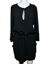 Skaist Taylor Mini Dress Women&#39;s 12 Black Pockets Long Sleeve Classic Ch... - $26.68