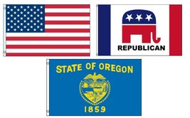 Lot of 3 Flags: USA, Oregon State and Republican 3&#39;x5&#39; Polyester Flag - £13.49 GBP