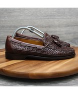 Johnston Murphy Shoes Mens 8.5 Brown Leather Basket Weave Tasseled Loafers - £43.54 GBP