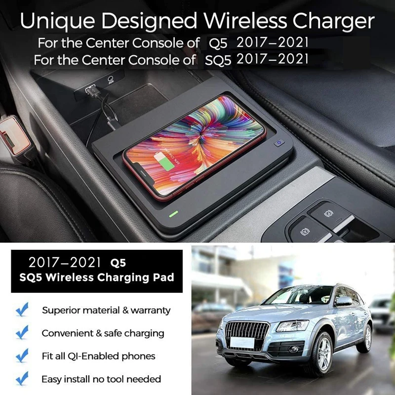 10W Car Qi Wireless Charger Center Console Fast Phone Charger Charging P... - $64.47
