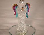 Spun Spaghetti Art Glass Mini Praying Angel Colorful Wings Miniature Sha... - $9.89