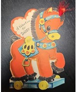 Vintage 1948 Hallmark Die Cut A Valentine Card For Daddy Red Horse Feather - £12.45 GBP