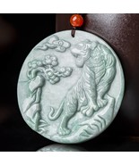 Natural Myanmar Jade Mighty Tiger Pendant Necklace, Burmese Jadeite - $707.15 MXN