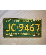 Michigan License Plate 1959 JC 9467 Water Wonderland Vintage Green Yellow - €10,14 EUR