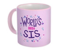 Worlds Best SIS : Gift Mug Great Floral Birthday Family Sister Sibling - £15.73 GBP