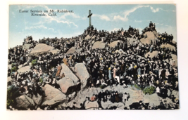 Riverside CA Easter Sunrise Service Mt Rubidoux Crowd People Cross postcard - £7.07 GBP