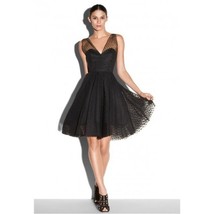 Womens Size 6 Milly Black Grace Gathered Swiss Dot Tulle Overlay Mini Dress - £100.21 GBP