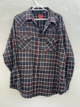 Plains Western Wear Mens Pearl Snap Shirt Size XL Long Sleeve Red Plaid - £9.40 GBP