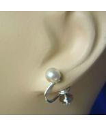 Elegant Vintage 6 millimeters PEARL Earrings Delicate 14k White Gold Dec... - $470.25