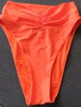 American Eagle Aerie Women&#39;s Orange High Cut Cheeky Bikini Bottoms Sz S - £10.19 GBP