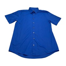 J. Ferrar Dress Shirt Men 16.5 Blue Cotton Slim Fit Short Sleeve Formal ... - £16.04 GBP