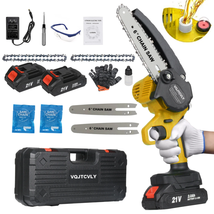 6&quot; Mini Chainsaw with 2X21V 2000Mah Batteries and 2 Chains Cordless Chainsaw Set - £62.33 GBP