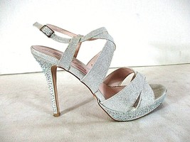 De Blossom Collection Silver Rhinestones Platform Heels Shoes Women&#39;s 8.5 (SW6)  - £19.07 GBP