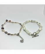 Pair of Beachy Bracelets Tan Browns Stone Like Beads - £10.26 GBP