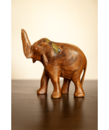 Handmade Wooden Elephant Figurine | Rustic Home Decor | Lucky Elephant S... - $38.67 CAD