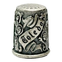 Toledo Spain Pewter Thimble Old City Cathedral Toledo &amp; Sword  Excellent... - $12.73