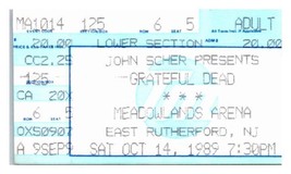 Grateful Dead Konzert Ticket Stumpf Oktober 14 1989 East Rutherford Neu Jersey - £41.92 GBP