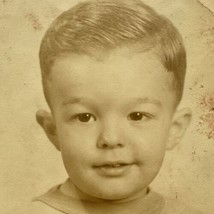 Vintage 1940s Little Boy Photo Headshot Sepia Picture Original Photograph - £15.22 GBP