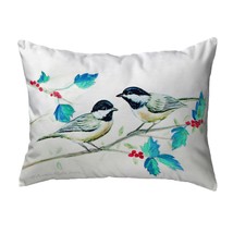 Betsy Drake Christmas Chickadees Noncorded Pillow 16x20 - £42.80 GBP
