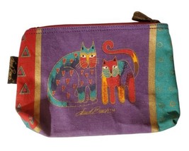 Laurel Burch Cosmetic Makeup Pouch Zippered Purple Cats - £14.00 GBP