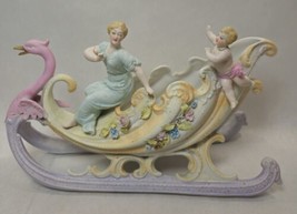 Antique late Victorian porcelain swan sleigh  planters cherub - €25,97 EUR