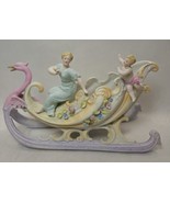 Antique late Victorian porcelain swan sleigh  planters cherub - $564.31 MXN