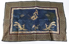 Old Chinese Silk thread Embroidered 23&quot; x 17&quot; Panel Textile - £35.85 GBP
