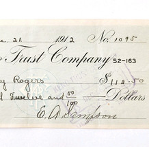 1912 Kineo Trust Company Bank Check E.A. Sampson Dover Maine Signed 1095... - $367.88 MXN
