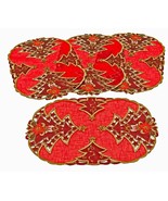 Sinobrite Pine Tree Candle and Poinsettia Cut work Place Mats Set of 4 1... - $18.80