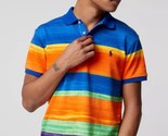 Polo Ralph Lauren Mens Spa Striped Terry Polo Shirt in Electric Stripe - £73.43 GBP