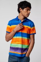 Polo Ralph Lauren Mens Spa Striped Terry Polo Shirt in Electric Stripe - £73.35 GBP