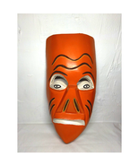 Aztec Tribal Painted Abstract African Mask - Orange/White - Fast Shippin... - $22.82 CAD