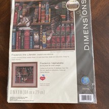 Vtg Dimensions Frederick the Literate CAT & Books Theme Cross Stitch Kit 35048 - $16.82