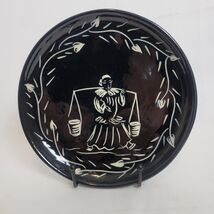 MCM Studio Art Priddoe Signed Francing Black Glazed Rare 8&quot; Folk Art Pea... - €20,31 EUR