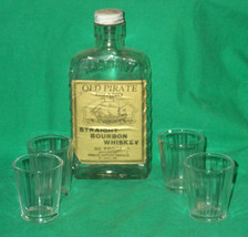 Old Pirate Bourbon Whisky Hinrich Bottle + Shot Glass Prohibition Depression Era - £175.64 GBP