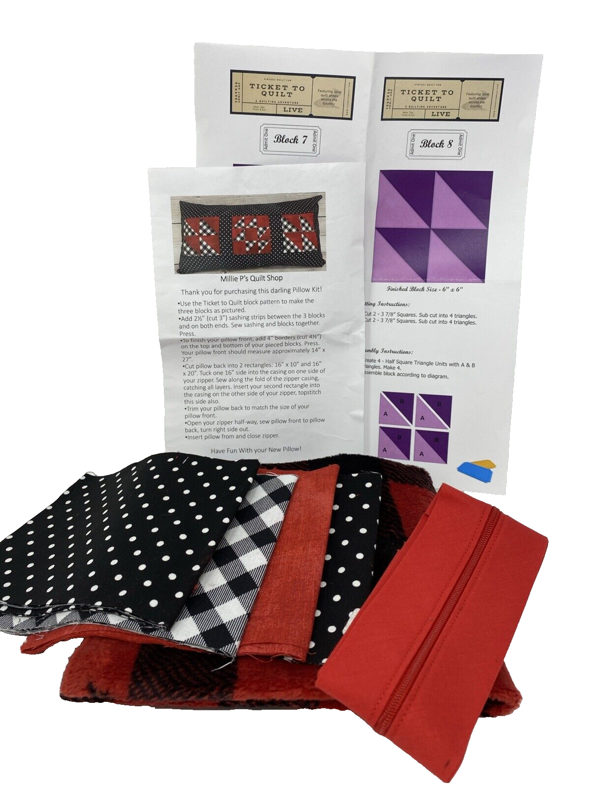 Millie P&#39;s Quilt Shop Ticket to Quilt Pillow Quilting Kit NEW - $18.99