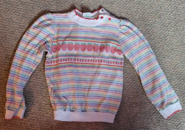 Girls Vintage Health-Tex Pull Over Shirt Size 6x Strawberries Stripe Long Sleeve - £12.01 GBP